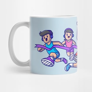 Cute People Running Cartoon Mug